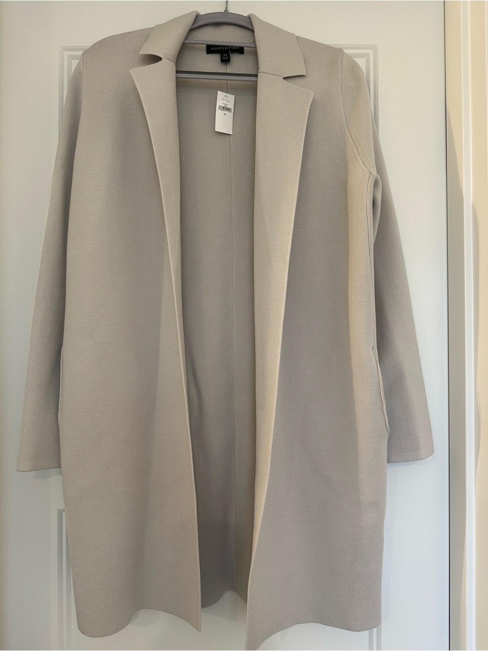 Banana Republic Open-Front Long Coatigan in Light Taupe